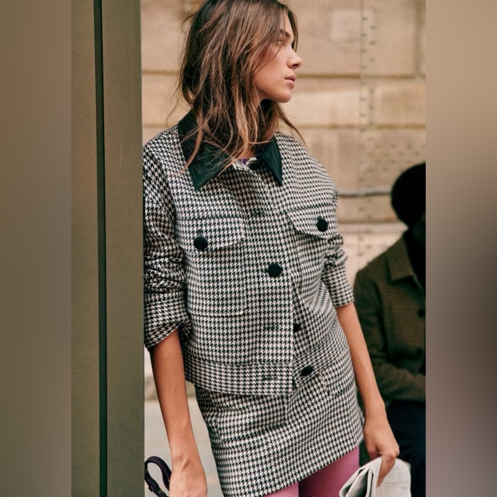 Sezane Erwann Jacket Pied De Poule - Size 40